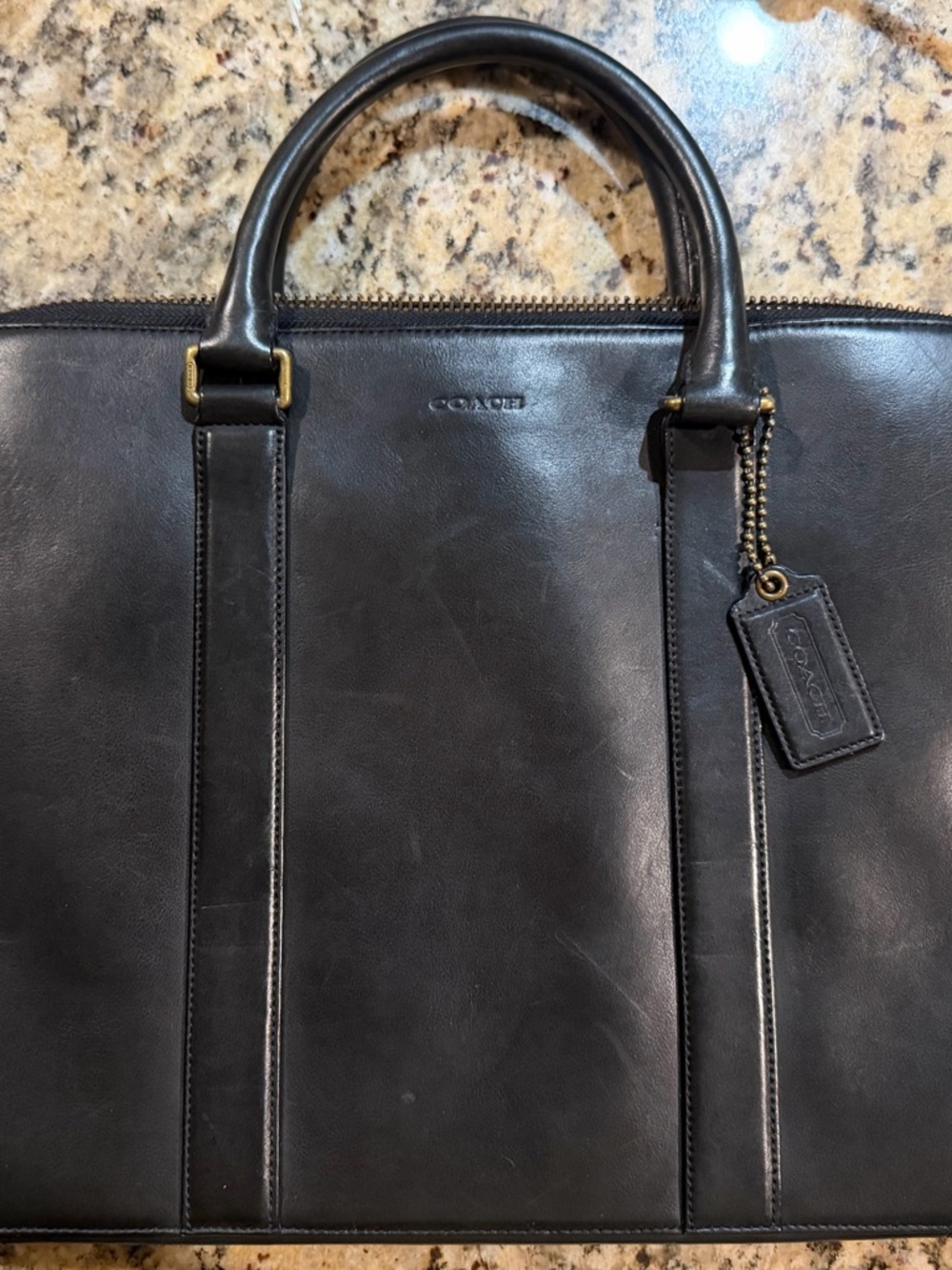 Rare 2000’s  Coach GQ  Collab, Black Leather Briefcase Tote